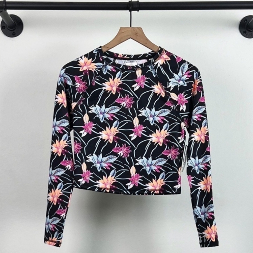 ROXY Active Cropped Long Sleeve Rashguard Size SMALL NWOT - Picture 7 of 9